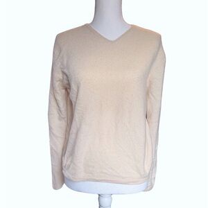 Cashmere ivory V-Neck‎ Sweater | Valerie Stevens Two-Ply